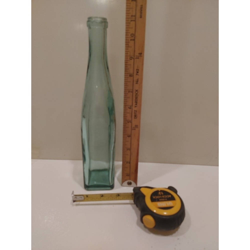 Vintage Green glass Square Oil Wine Decanter Bottle